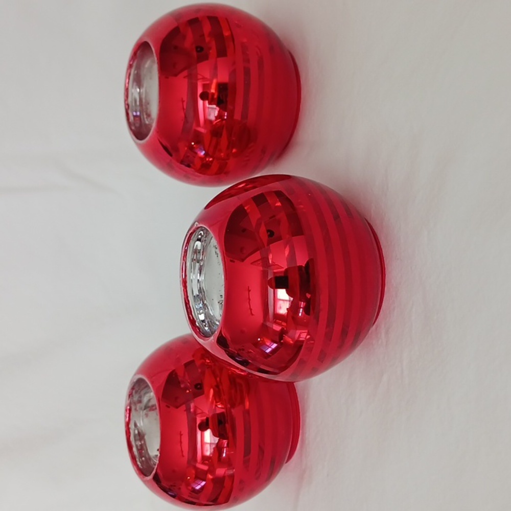 Red glass votive holders. Set of 3.